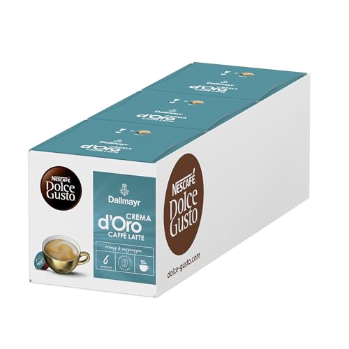 NESCAFÉ DOLCE GUSTO DALLMAYR Crema d'Oro Caffè Latte Kaffeekapseln 3er Pack (3 x 16 Kapseln)