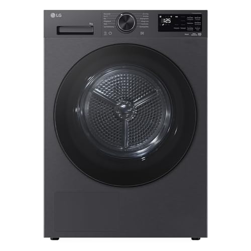 LG RT90X7B Trockner (B, 9 kg) mit Wärmepumpentechnologie (LED-Display, selbstreinigender Kondensator, Trockensensor) Matte Black