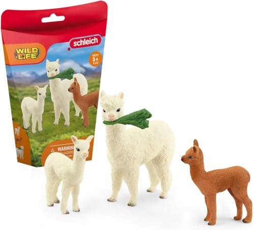 SCHLEICH WILD Life | Alpakafamilie 42544 | detailgetreues Tiere Set | Zoo Spielzeug zum Sammeln | Geschenk für Jungen und Mädchen | Spielfiguren für Kinder ab 3 Jahren | Set aus 4 Teilen