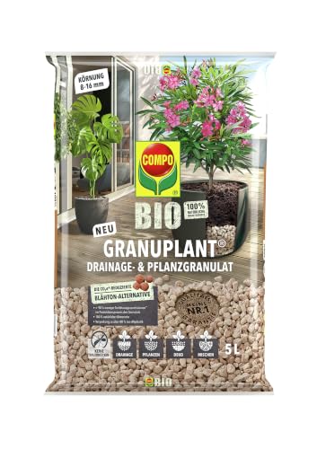 COMPO BIO GRANUPLANT Drainage- und Pflanzgranulat – 100% natürlicher Bimsstein – nachhaltige Alternative zu Blähton – 5 Liter