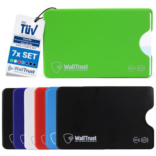 WallTrust Kreditkartenetui RFID Schutz 7 Stück bunt, EC Kartenhülle