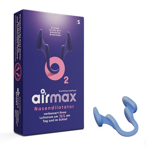 Airmax Nasenspreizer - Schnarchstopper - 76% mehr Luft durch die Nase - Anti Schnarch Nasendilatator - Besser atmen - Besser schlafen - Freie Nasenatmung -Ein Stück klein blau (s)*