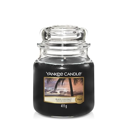 Yankee Candle Duftkerze im Glas (mittelgroß) | Black Coconut | Brenndauer bis zu 75 Stunden