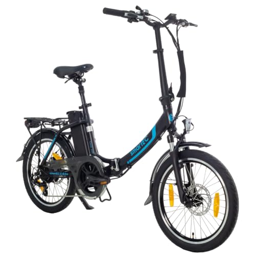 smartEC Camp 20D Pedelec Klapprad 20 Zoll 250W Hinterradmotor 36V 15,6Ah Li Ion Akku bis 25 kmh Tretunterstützung Faltrad Reichweite bis 100 km Schwarz