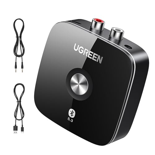 UGREEN AUX Bluetooth 5.3 Adapter mit 3,5mm RCA Buchse Bluetooth Empfänger für Stereoanlage HiFi Receiver für Autoradio, Home Lautsprecher, Verstärker