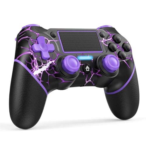 Reddening für PS4 Controller，Controller PS4 für PS4/Pro/Slim/PC，Gamepad Joystick mit Turbo/Zurück Taste/Dual Vibration/6-Achsen Gyro Sensor/Touchpanel（Lila）