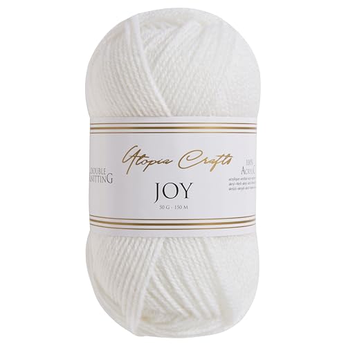 Utopia Crafts Joy Strickgarn, 50g, 150m, 100% Acryl, Pink, Doppelstrick (white)