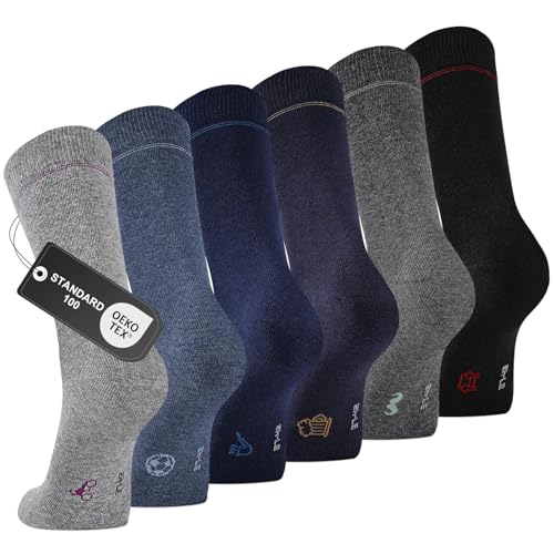 Effeet Socken Herren, 6 Paar Business Herrensocken aus atmungsaktiver Baumwolle ohne drückende Naht, Anzug Socken mit Geschenkbox,Strümpfe für Altag und Freizeit, Männergeschenke