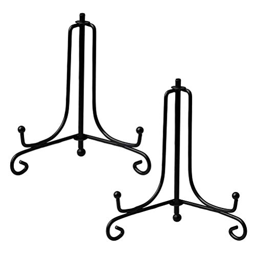 Deolven Eisen Tellerständer,2 Pack 6 Zoll Schwarz Metall Tellerständer Eisen Staffelei Display Ständer Tellerhalter Aufsteller für Schüssel Teller für Heimtextilien