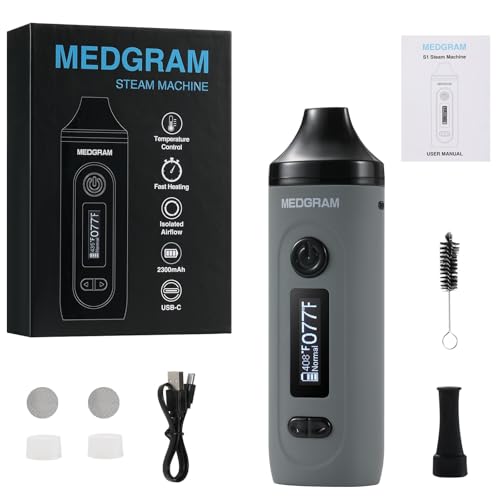 Kräuter Vaporizer | MEDGRAM Tragbare Vaporizer Verdampfer | Temperatureinstellung | 2300mAh Akku | OLED Display | Isolierter Luftstrom | Viele Sessions | 20s Heizzeit