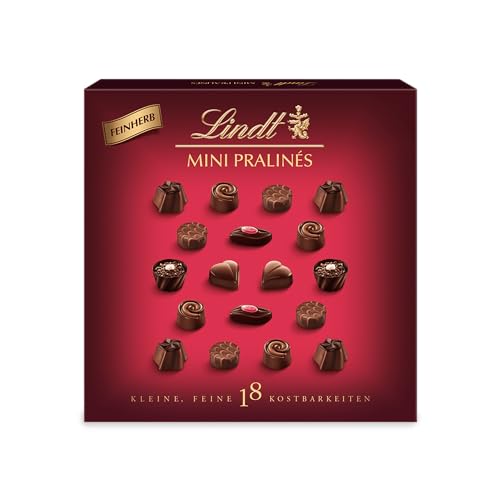 Lindt Schokolade - Feinherbe Mini Pralinés | 90 g | Pralinen-Schachtel mit je 18 Pralinen in 6 köstlichen Sorten | Pralinengeschenk | Schokoladengeschenk