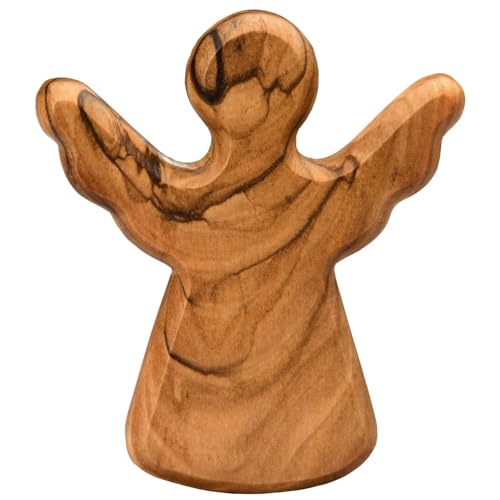 Kassis Geschenkartikel Olivenholz-Schutzengel - Handgefertigte Engel-Figur aus Bethlehem - Schutzengel-Glücksbringer - (ohne Gravur) - (1 Stück)