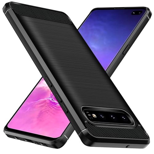ivoler Silikon Hülle für Samsung Galaxy S10+ / S10 Plus, [Militärischer Schutz] Stoßfest Handyhülle, Dünne Weiche Flexible TPU Kratzfest Schutzhülle Anti-Fingerabdruck Case Cover, Schwarz
