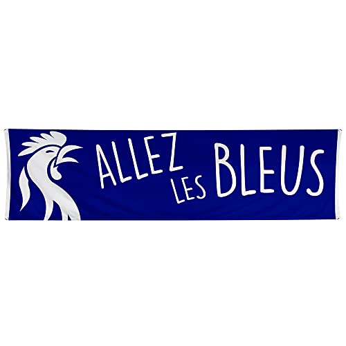 Boland 62201 - Banner Frankreich, 180 x 50 cm, Allez les Bleus, Dekoration, Mottoparty, Geburtstag, EM, WM, Fanartikel