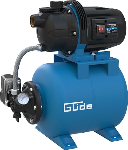 Güde Hauswasserwerk HWW 6035 (600 W, Kesselinhalt: 19 l, Fördervolumen: 3200 l/h, Förderhöhe: max. 35 m, Ansaughöhe: max. 7 m, Noryllaufrad, Stahltank, Druckschalter, Thermoschutzschalter, Manometer)