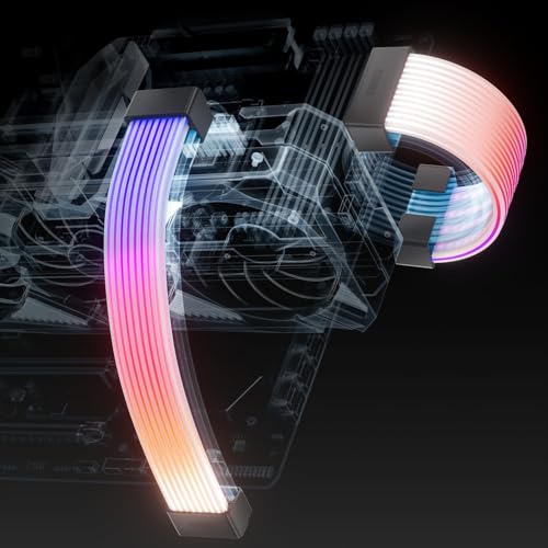 AsiaHorse ARGB PSU Kabelabdeckungskit, Aurora RGB Stromverlängerungskabelabdeckungskit für Motherboard und GPU PC Kabel, 5V 3Pin ARGB SYNC, Passend für 12+4-Pin/8-Pin/24-Pin-Kabel Aurora-CO-BL