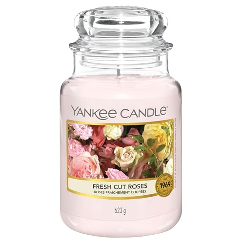 Yankee Candle Duftkerze im Glas (groß) | Fresh Cut Roses | Kerze mit langer Brenndauer bis zu 150 Stunden | Perfekte Geschenke für Frauen