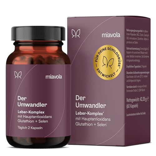 miavola® der Umwandler® Schilddrüsen & Leber Komplex mit Mariendistel, Artischocke, Cholin, Glutathion, Selen, NAC + weitere Aminosäuren - 60 Kapseln hochdosiert & vegan