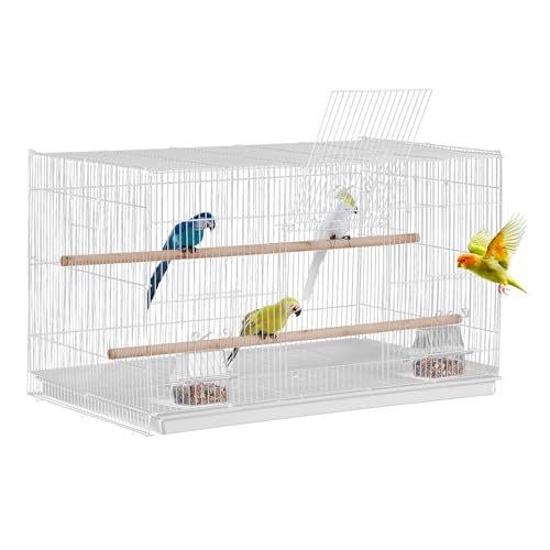 VEVOR Vogelkäfig, 760x460x455mm Metallkäfig für kleine Papageien, Kanarienvögel, Nymphensittiche, Unzertrennliche, Finken, Wellensittiche, Conures, Vogelhaus für unterwegs mit Griff & Sitzstangen