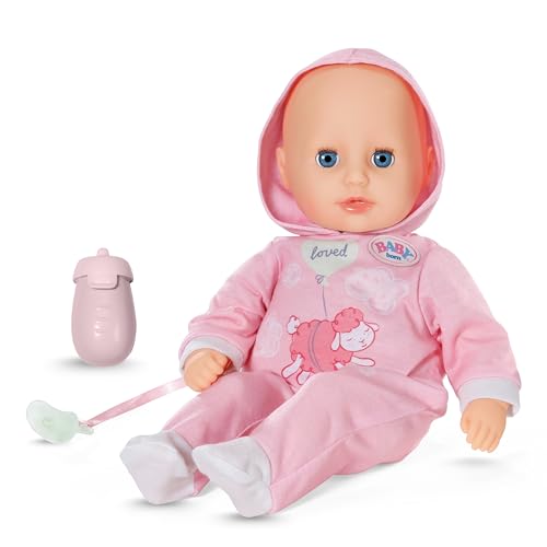 BABY Born Hannah Spiel mit Mir - Babypuppe mit 5 Funktionen - Weicher Stoffkörper inkl. Accessoires - 36cm große Puppe - Funktioniert mit Batterien - Geeignet für Kinder ab 1 Jahr