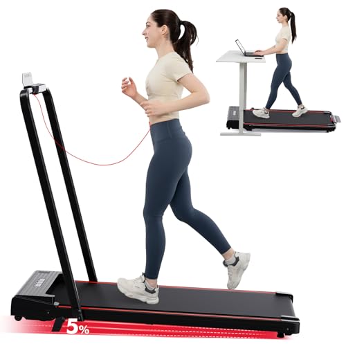 LIKESPORTING Klappbares Elektrisches Laufband, Laufband für Zuhause mit 5% Neigung, 12 km/h, 1400W Walking Machine mit LCD-Anzeige (Black)