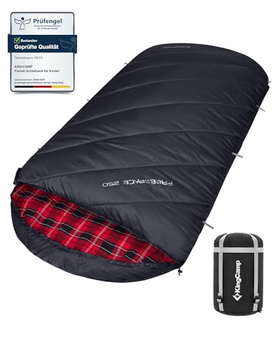 KingCamp Schlafsack 4 Jahreszeiten XXL Übergröße Baumwoll Flanell für Erwachsene Outdoor und Camping, Warm leicht,drinnen und draußen, (Schwarz)