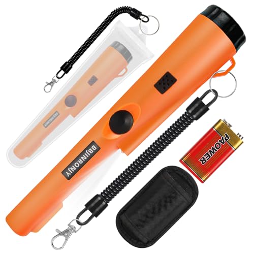 Metallsuchgerät,Metalldetektor Pinpointer für die Metallsuche, Schatzsuche, 360°-Suche nach Goldschätzen mit Gürtel, Holster, LED,Wasserdichten Werkzeugzubehör für Erwachsene und Kinde (Orange)