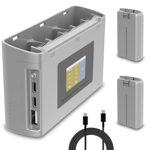 Mini 4K/Mini 2 Akku 2 Stück mit Ladestation, 2400mAh Intelligenter Akku für DJI Mini 2 SE/DJI Mini 4K Drohne, LCD Anzeige Zwei-Wege-Ladestation