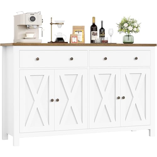 FirFurd Sideboard 140cm Breit für Küche, Küchenschrank mit Arbeitsplatte