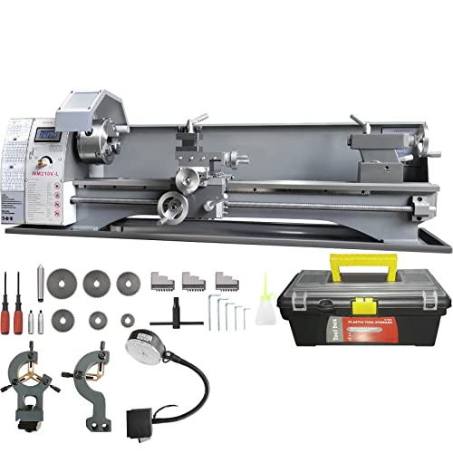 VEVOR Metalldrehmaschine 211x750mm Drehmaschine Metall 50-2500U/min Tischdrehbank Tischdrehbank 750W 14x metrische (von 0,3 bis 3 mm) 10x zöllige (von 10 bis 44 TPI) Gewinde MT5 Spindelkonus