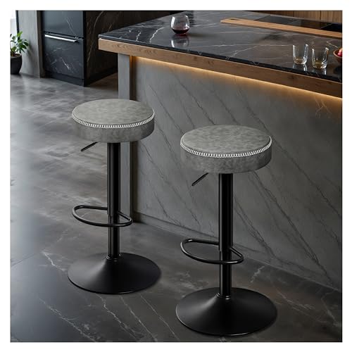 STOOLINK Barhocker 2er Set mit Mikrofaser-Leder und 360° Drehbar, Grau