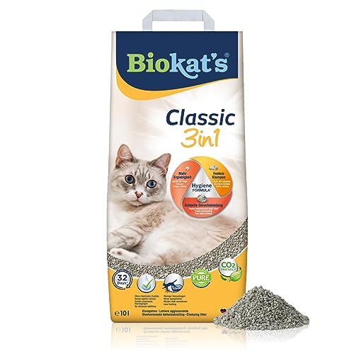 Biokat's Classic 3in1 ohne Duft - Klumpende Katzenstreu mit 3 unterschiedlichen Korngrößen - 1 Sack (1 x 10 L)