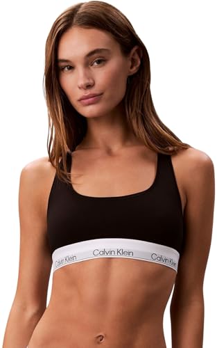 Calvin Klein Damen Bralette Unlined mit Logobund, Schwarz (Black(Ub1)), M