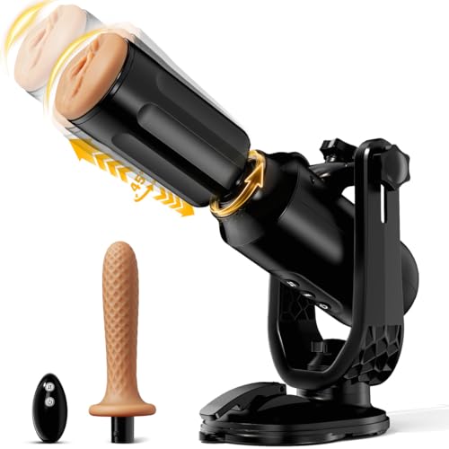 Elektrischer Masturbator Sexmaschine für Männer mit Saugnapf Freihand 360° Verstellbar, 3 Stoßmodi, Rotation & 7 Vibrationsstufen, Austauschbarer Pocket Pussy & Dildo Aufsatz für Männer Frauen & Paare
