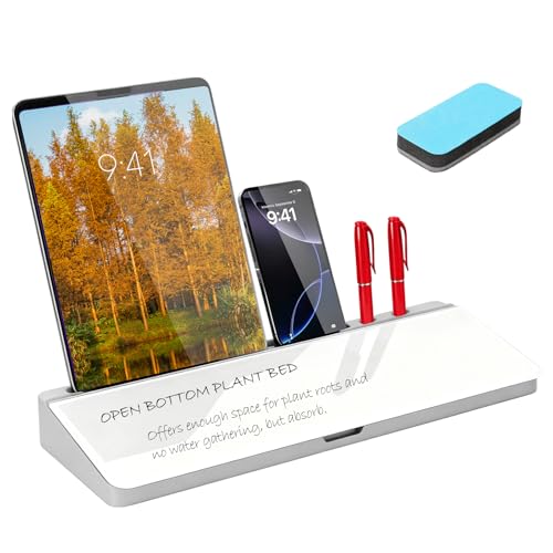 Whiteboard Schreibtisch Glas, Trockenwisch Memoboard inkl. Markern Schreibtisch Desk Organizer Whiteboard mit Aufbewahrung für Kurze Notizen & Erinnerungen, für Homeoffice, Büro (Grau)