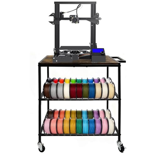 3d Drucker Filament Lagerregal Mit Rädern, Mobiles Druckerregal Aufbewahrungsregal Schweres Spulenhalter 3 Etagen Druckerzubehör Organizer Schreibtisch Für Druckstation Büro Werkstatt