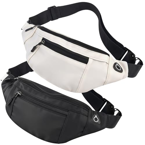 2er Set Bauchtasche Herren & Damen, wasserdichte Hüfttasche für Reisen, Alltag & Outdoor, Outdoor Groß Handytasche, Leichte Gürteltasche Damen(Schwarz + Beige)​