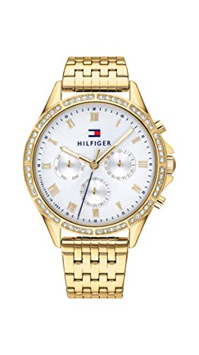 Tommy Hilfiger Multi Zifferblatt Quarz Uhr für Damen mit Goldfarben Edelstahlarmband - 1782142