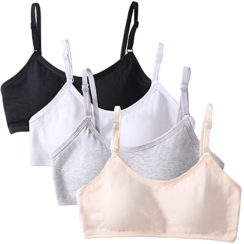 Bysion 4er-Pack Mädchen Sport BHS Teens Unterwäsche mit Fest Gepolsterte und Verstellbarem Schultergurt Bralette Top Bustier für 12-16 Jahre Kinder und Kleine Brüste Damen