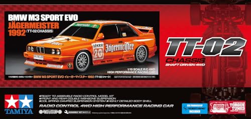 Tamiya 58760 1:10 RC BMW M3 Sport Evo Jägermeister 92 TT-02 - ferngesteuertes Auto, Fahrzeug, Modellbau, Zusammenbauen, Hobby, RC Bausatz