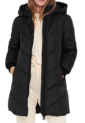 JDY Damen Steppjacke JDYSkylar Padded gesteppter Parka mit Kapuze 15207784 Black/Black S