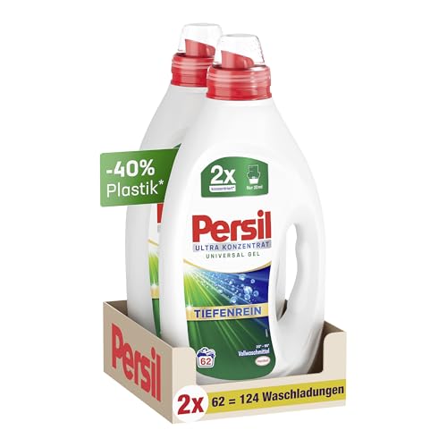 Persil Flüssigwaschmittel Universal (124 Waschladungen) hochkonzentriertes Ultra-Konzentrat Waschmittel-Gel mit Ultra Fleckenentfernung mit Tiefenrein-Plus Technologie