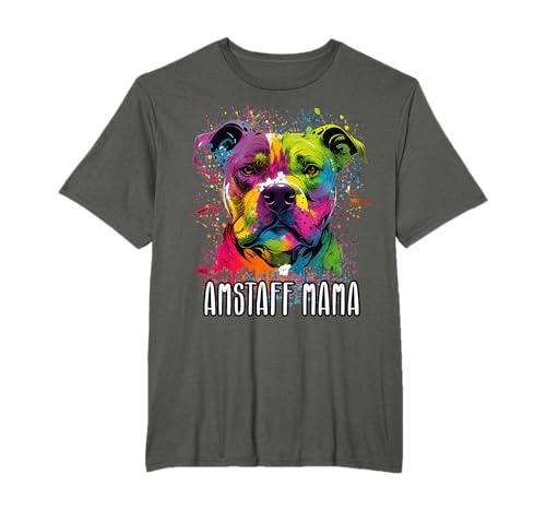 Buntes Splash Art American Staffordshire Amstaff Mama T-Shirt