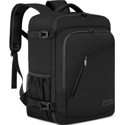 WENIG Ryanair Handgepäck 40x30x20 Handgepäck Rucksack 40x30x25 für Eurowings Klein 24L Reiserucksack für Flugzeug Handgepäck Tasche mit USB Ladeanschluss Reisetasche für Herren Damen,Schwarz