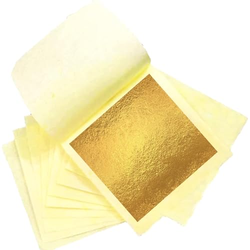 SovZovy Dekoratives 24 Karat Blattgold (10 Blatt) – Echtgoldblättchen zum Backen, Dekorieren von Torten, Kuchen, Pralinen – Blattgold für Kuchen und Kunstzwecke