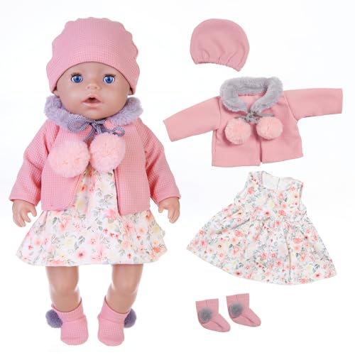 Puppenkleidung für 36-43 cm Baby Puppen mit Hut Mantel und Socken (Keine Puppe)