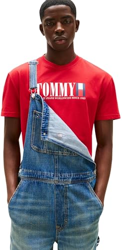 Tommy Jeans Herren TJM Reg DNA Flag Tee EXT Dm0dm21941 S/S T-Shirt, Red (Sapphire Red), XL EU