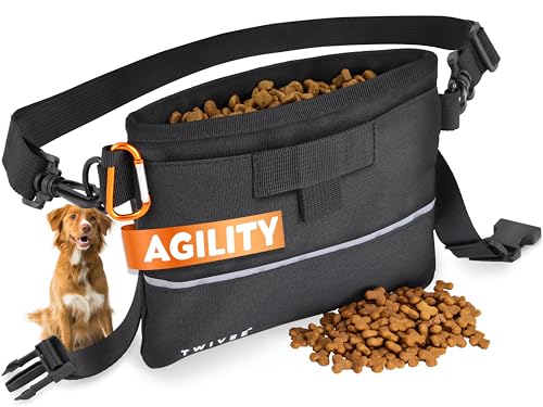 TWIVEE – Leckerlitasche für Hunde – Futterbeutel mit Einhand-Schnappverschluss – herausnehmbare Innentasche – Futtertasche für Hundetraining – inkl. Karabiner