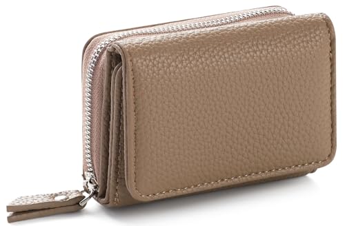 RRANCharltu Geldbörse Damen Klein Leder Kleines Portemonnaie Damen Mini Geldbeutel mit Zipper Münzfach Kartenfächer, Braun