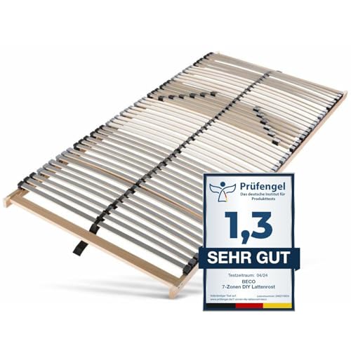 Sleepneo Lattenrost 100x200, 42 Latten, Ergonomischer 7-Zonen-Lattenrost 100 x 200 cm aus Buchenholz, Selbstmontage, hohe Traglast bis 150Kg